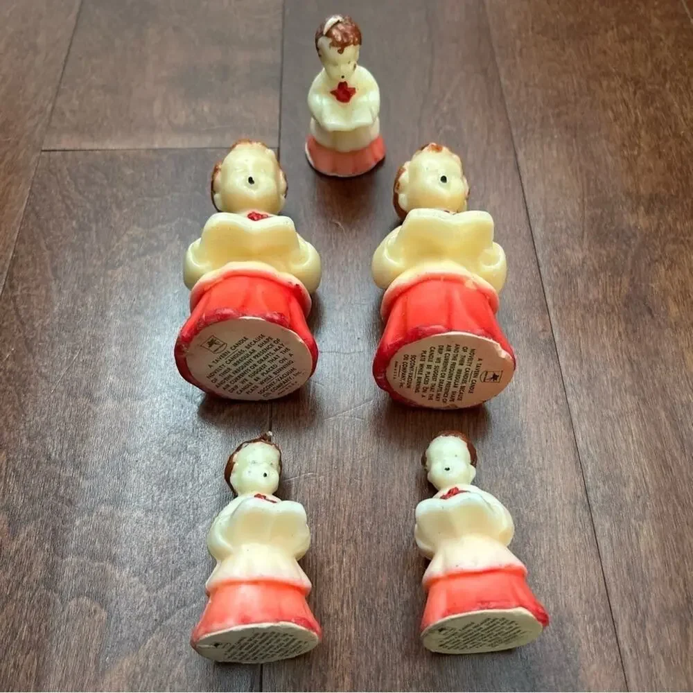 Vintage 50s Gurley Tavern Choir Boy Candles, Set of Five, Three Small/Two Large